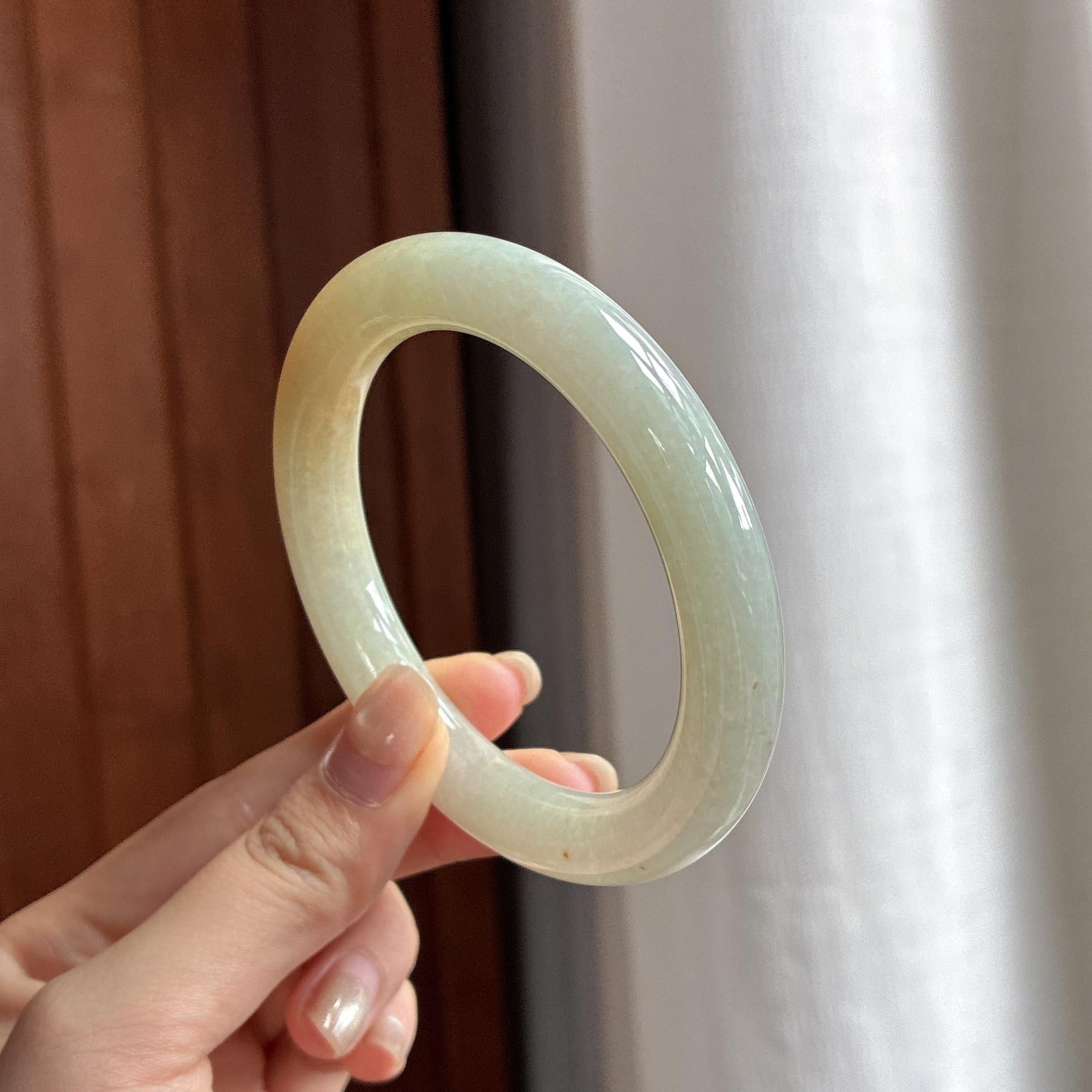 细糯种黄翡圆条手镯 58圈 天然缅甸A货翡翠（yc484549）