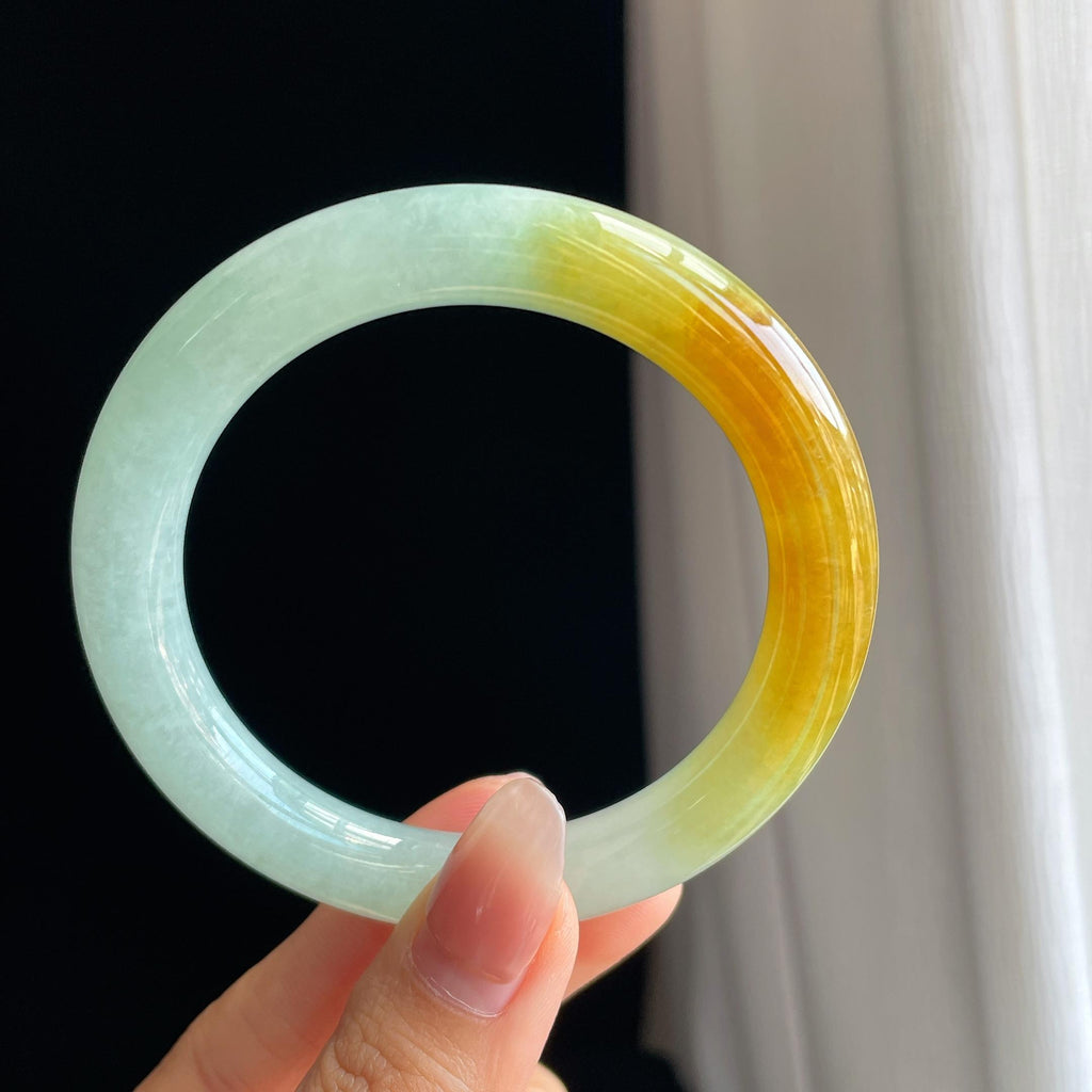 糯冰黄翡翡翠圆条手镯（56.5mm）（yc329497）