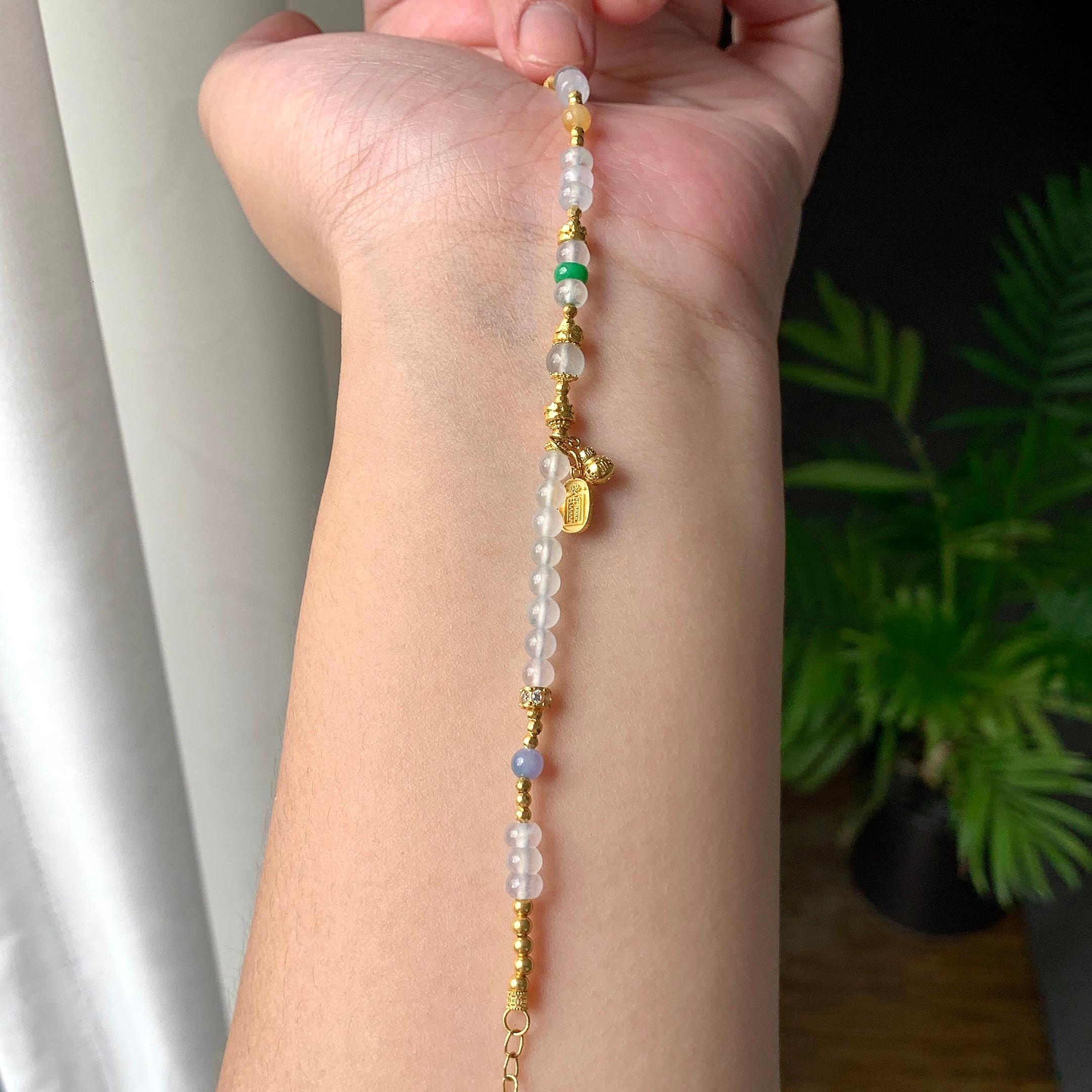 18K金镶糯冰种多彩小米珠手链（yc207249）
