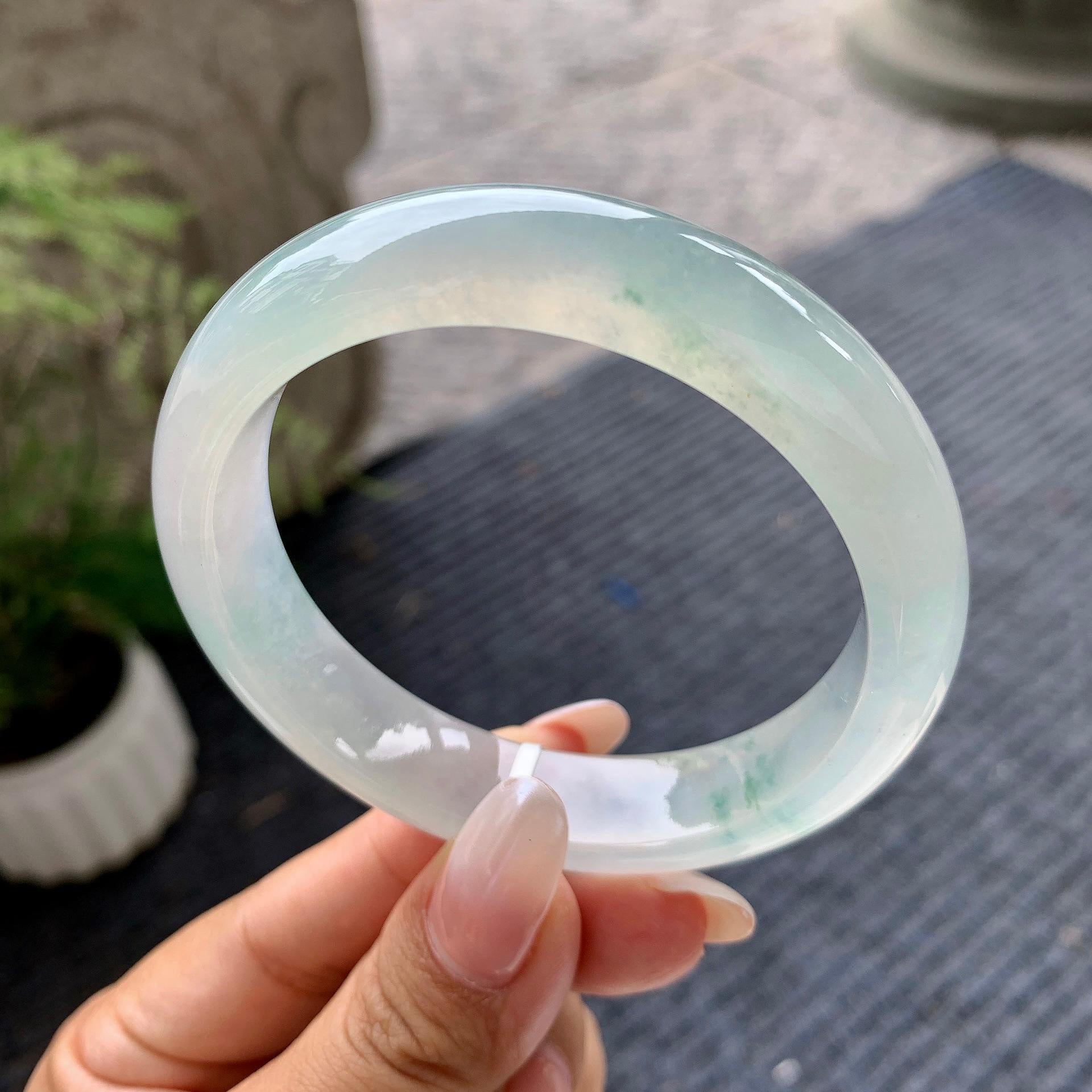 糯冰种飘花平安镯（57.7mm）（yc196497）