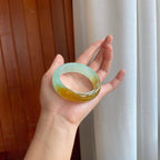 冰种宽版晴底黄翡特色镯（54.5mm）（yc278057）