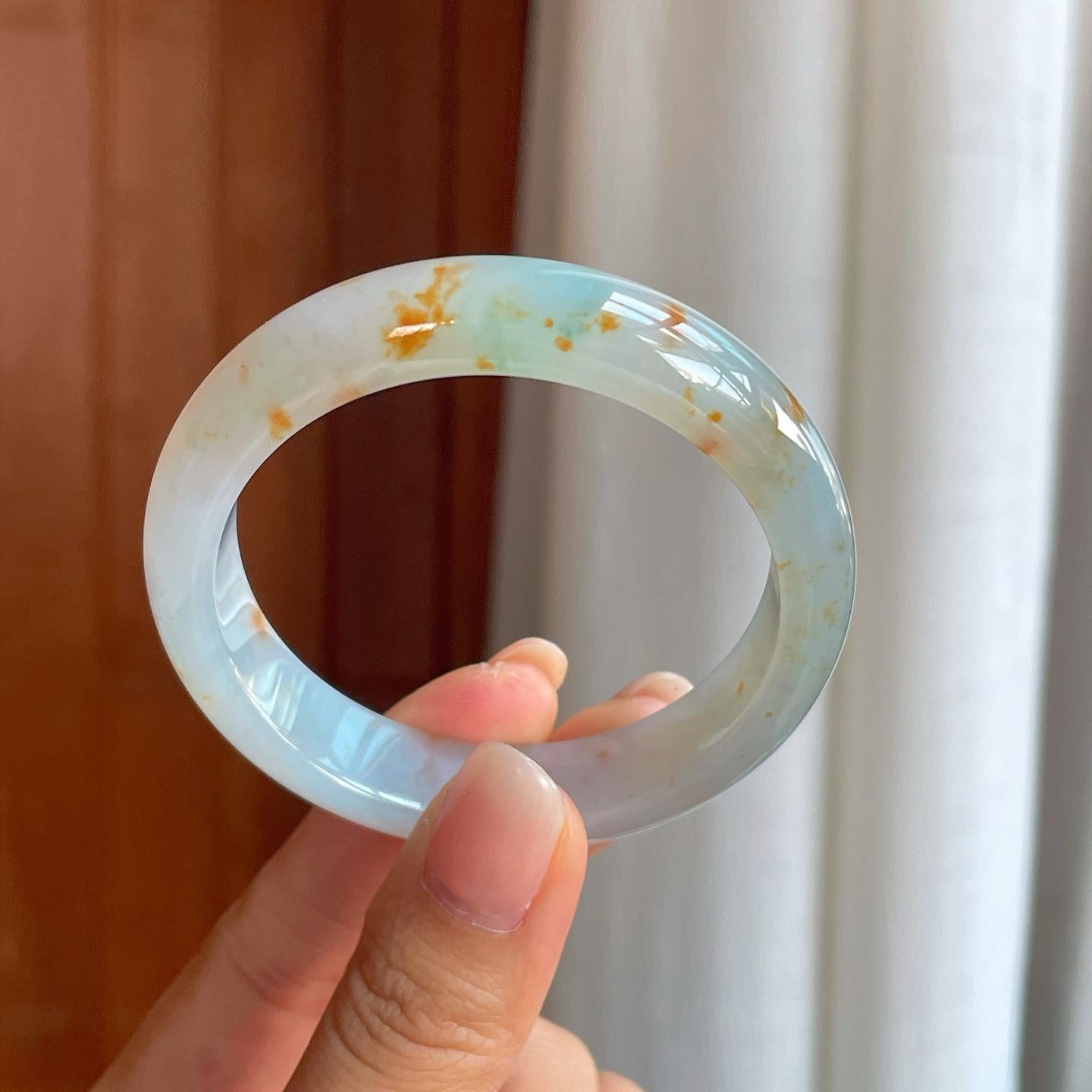 糯冰黄翡翡翠平安镯（52mm）（yc396390）