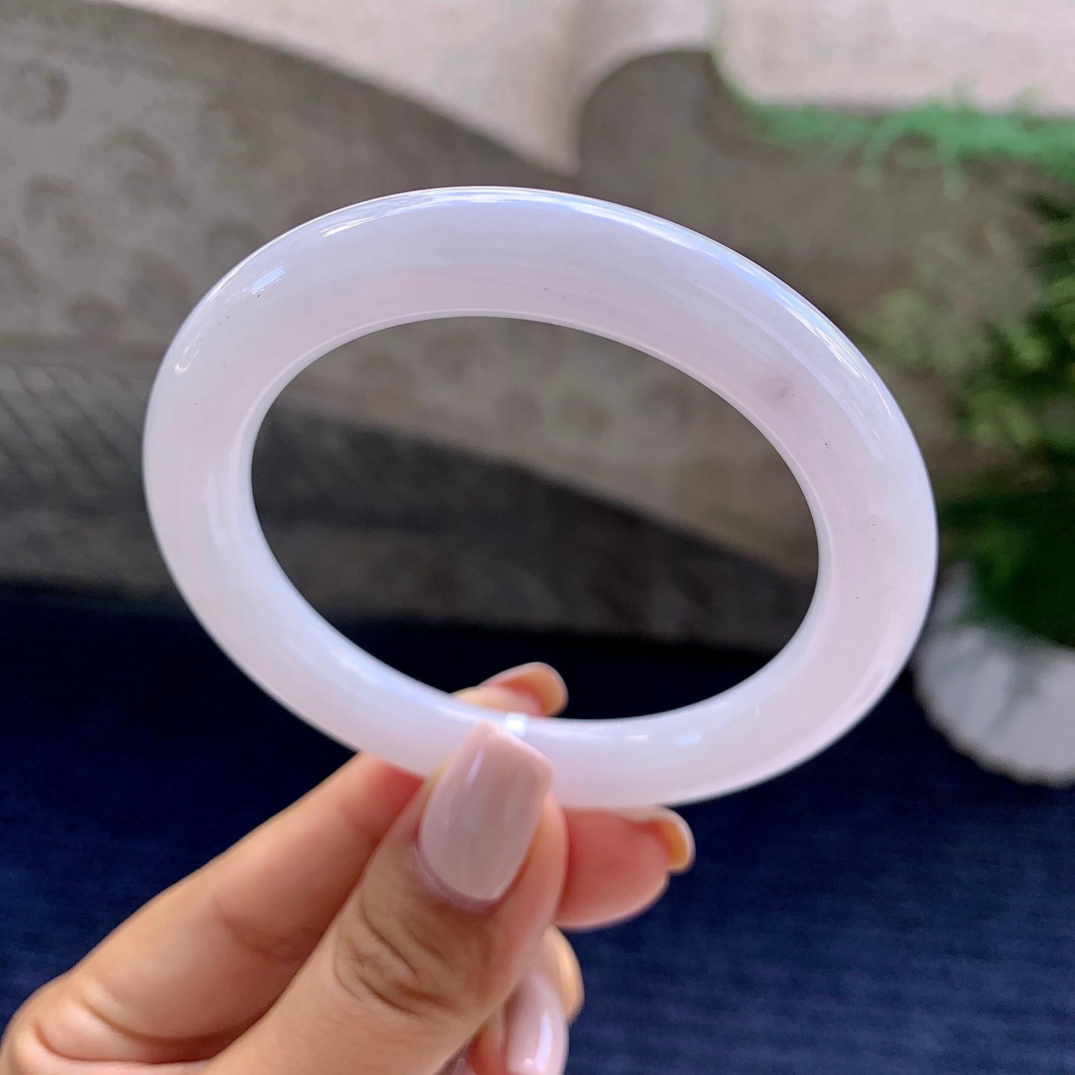细糯种淡紫罗兰圆条手镯（54.6mm）（yc223954）