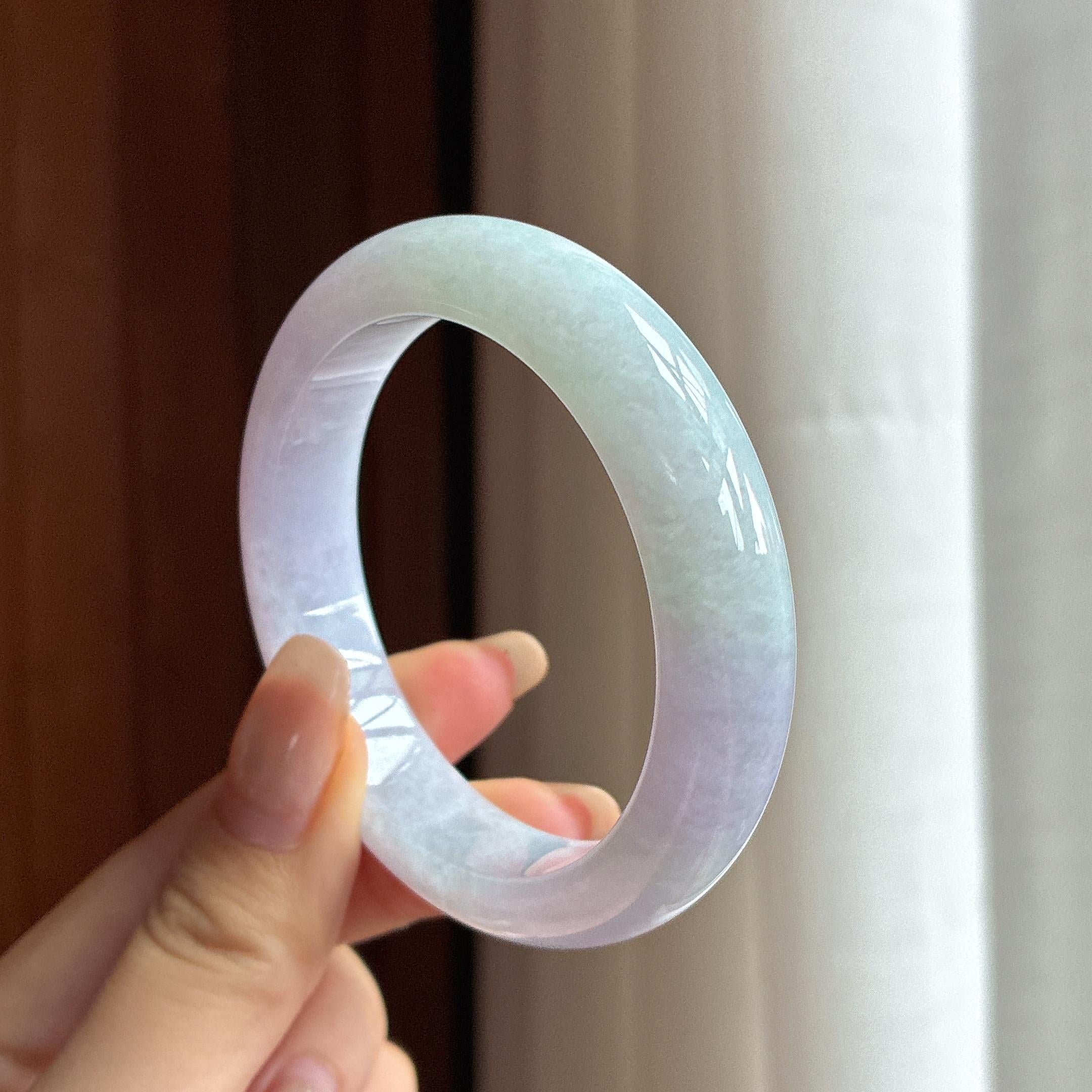 细糯种春带彩正圈平安镯 51圈 天然缅甸A货翡翠（yc455083）