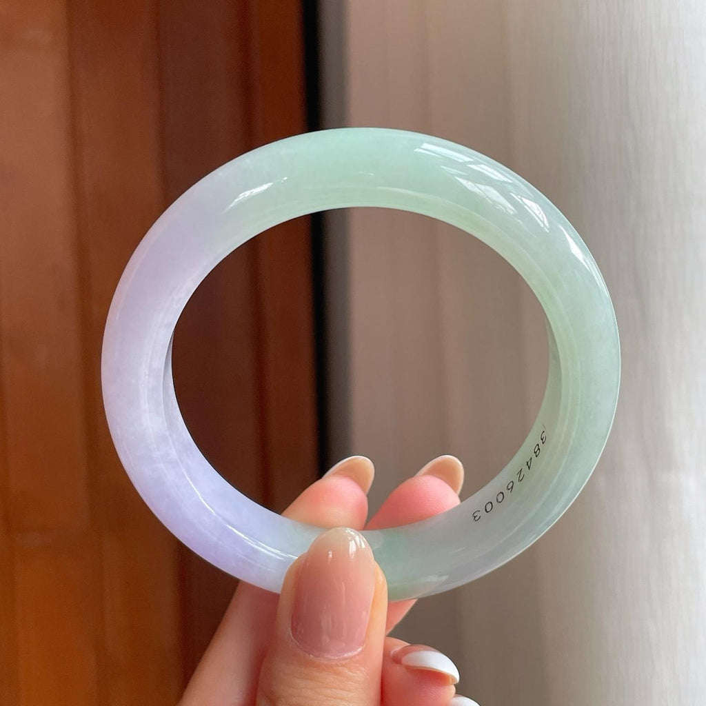 糯冰春带彩翡翠平安镯（56.2mm)（yc374042）