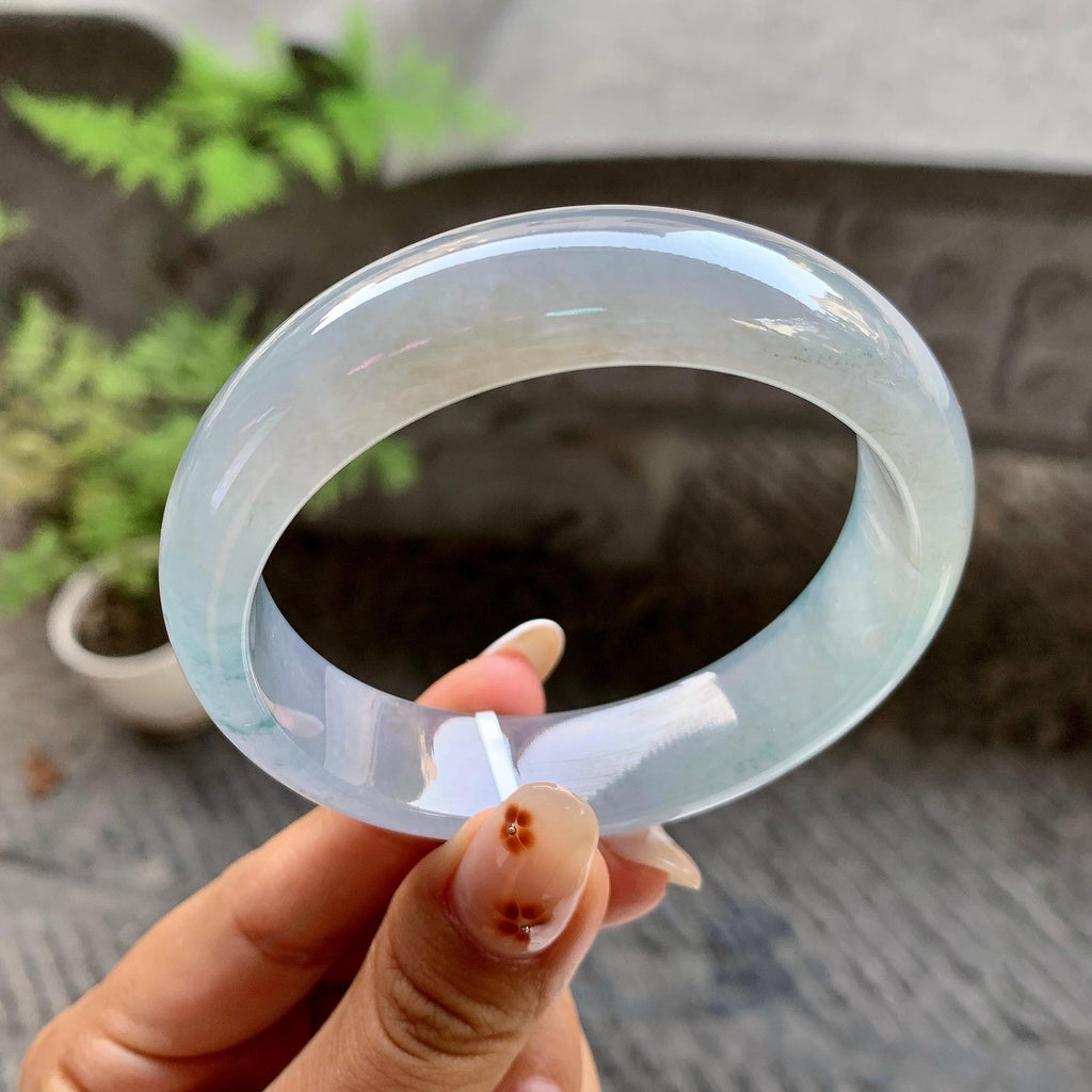 糯冰种飘花宽版轮胎手镯（57.2mm）（yc246619）