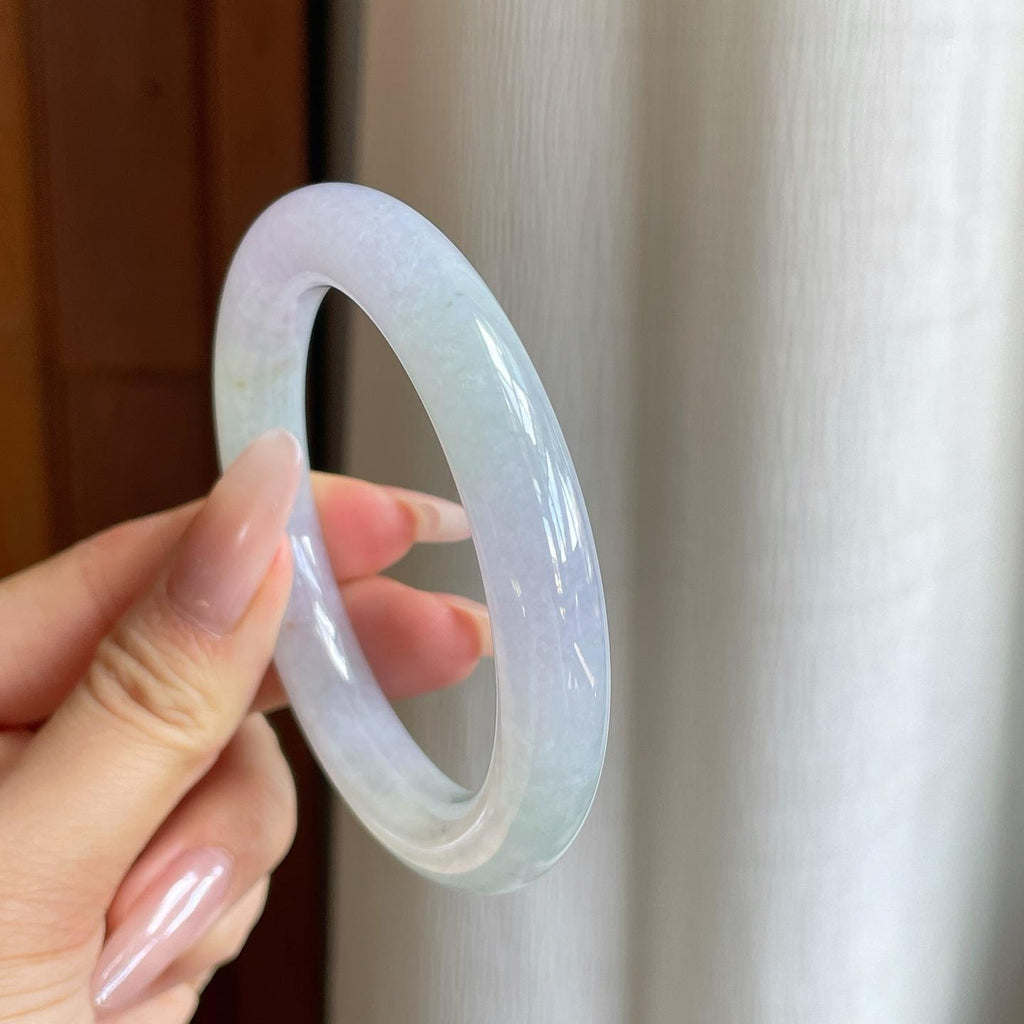 冰种椿彩翡翠圆条手镯（55.7mm）（yc278187）