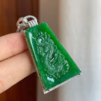 18k金镶糯冰满绿翡翠龙牌（yc386411）