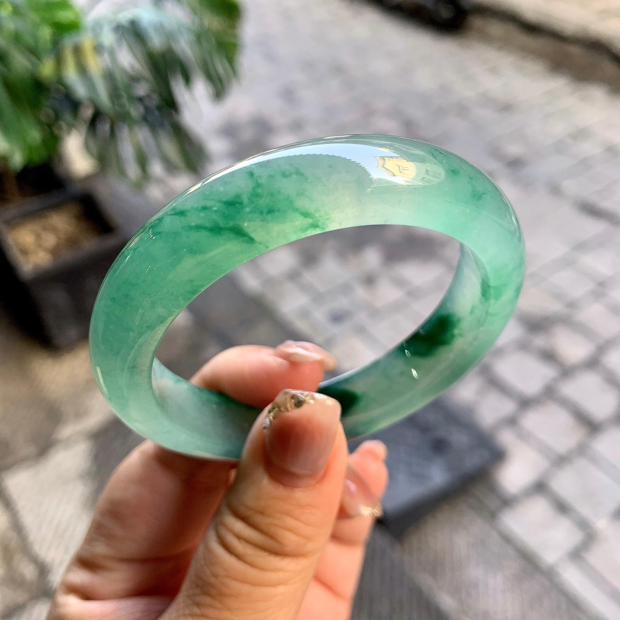 冰种飘花平安镯（54.8mm）（yc292671）