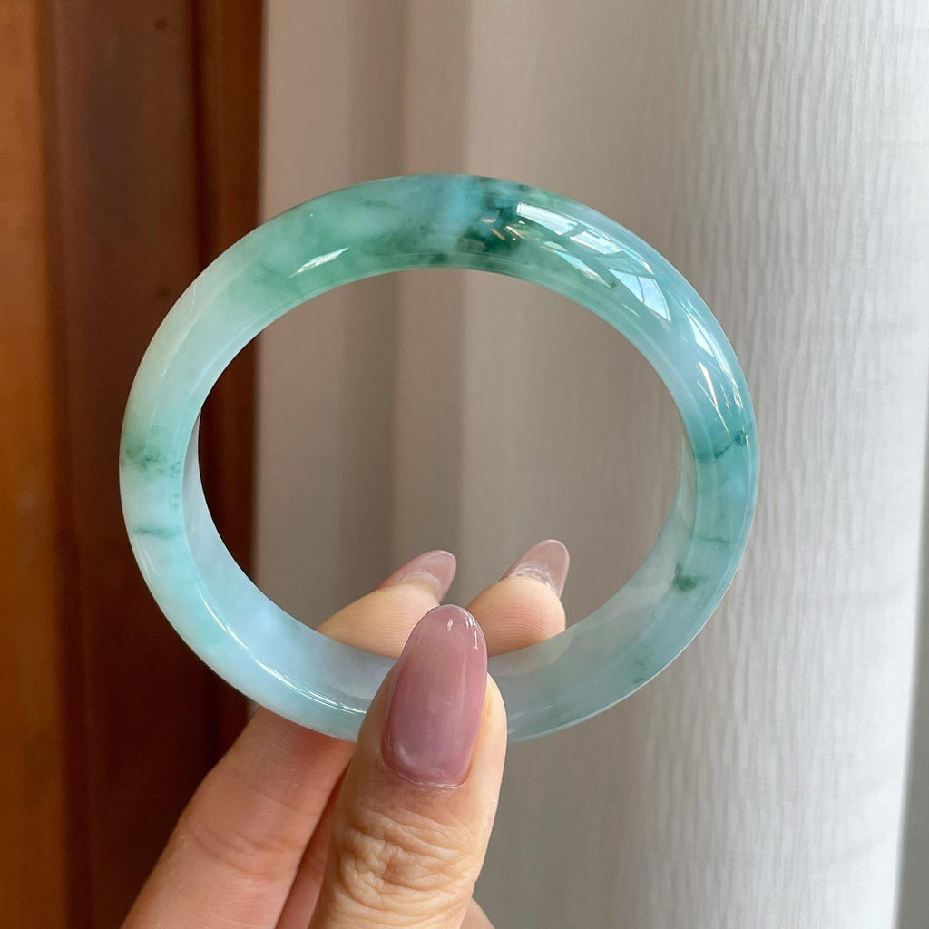 糯冰飘花翡翠平安镯（57.8mm）（yc284963）