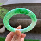 细糯种飘绿圆条手镯（58.3mm）（yc223252）