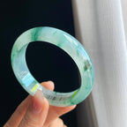 冰种飘花翡翠平安镯（56.5mm)（yc323144）