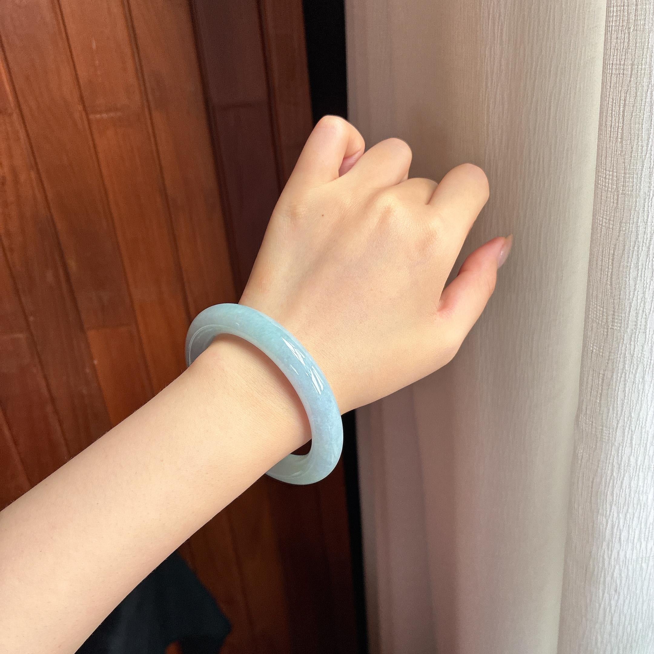 细糯种紫罗兰圆条手镯 56圈 天然缅甸A货翡翠（yc440003）