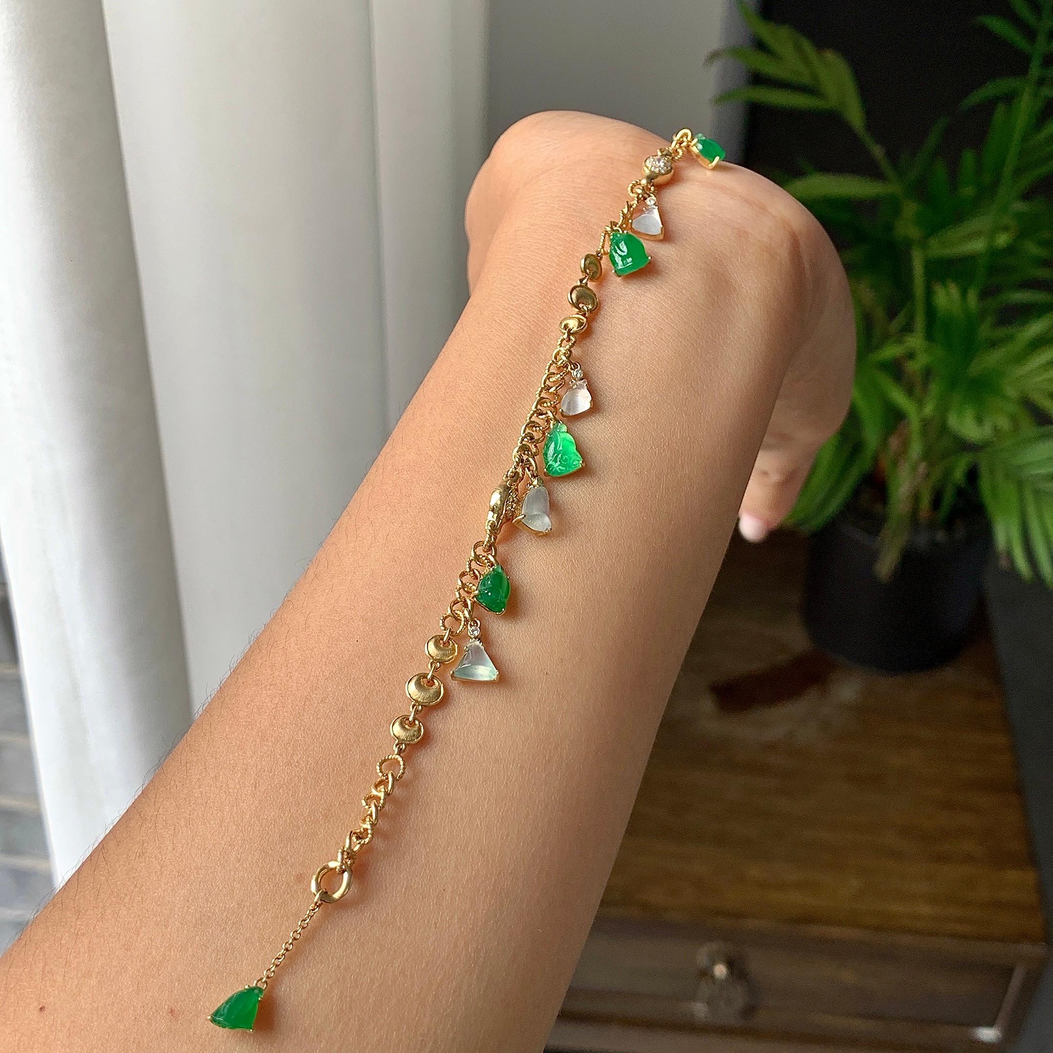 18k金冰种多彩莲蓬手链（yc229234）