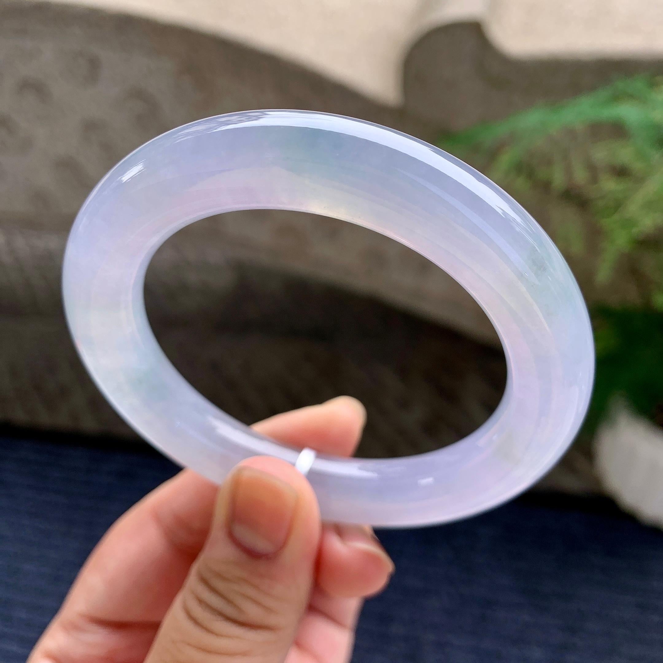 糯冰种紫罗兰圆条手镯（55.8mm）（yc233913）