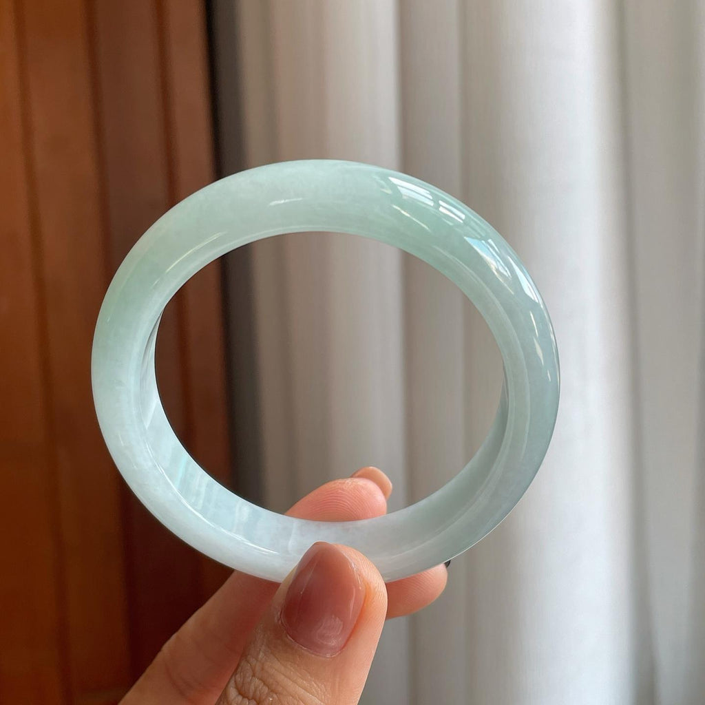 糯冰淡底色翡翠平安镯（53.5mm）（yc279361）