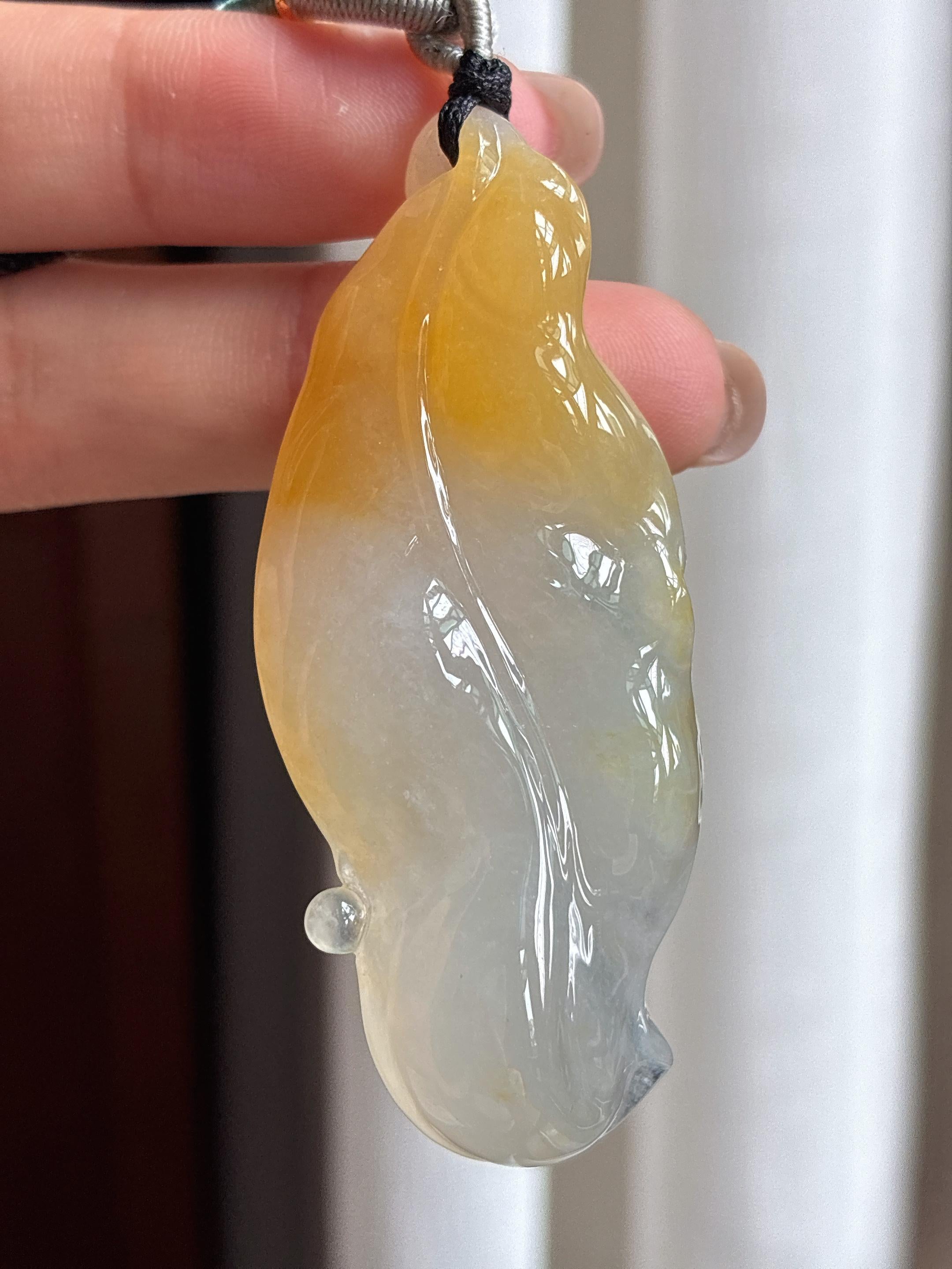 糯冰黄翡翡翠玉叶（yc430575）