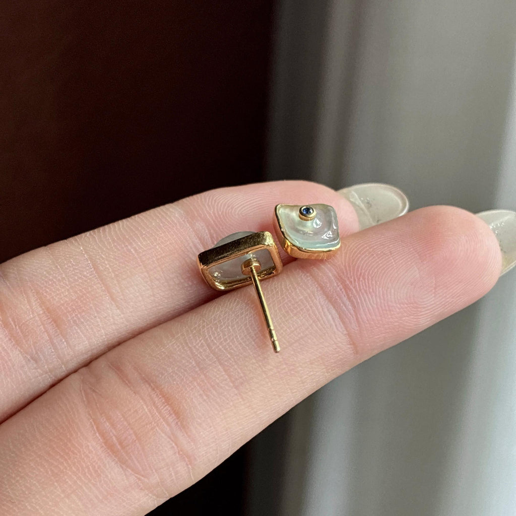 18k金镶冰种随形耳钉 天然缅甸A货翡翠（yc530498）