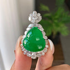 18k金钻镶糯冰种满绿葫芦吊坠（yc242675）