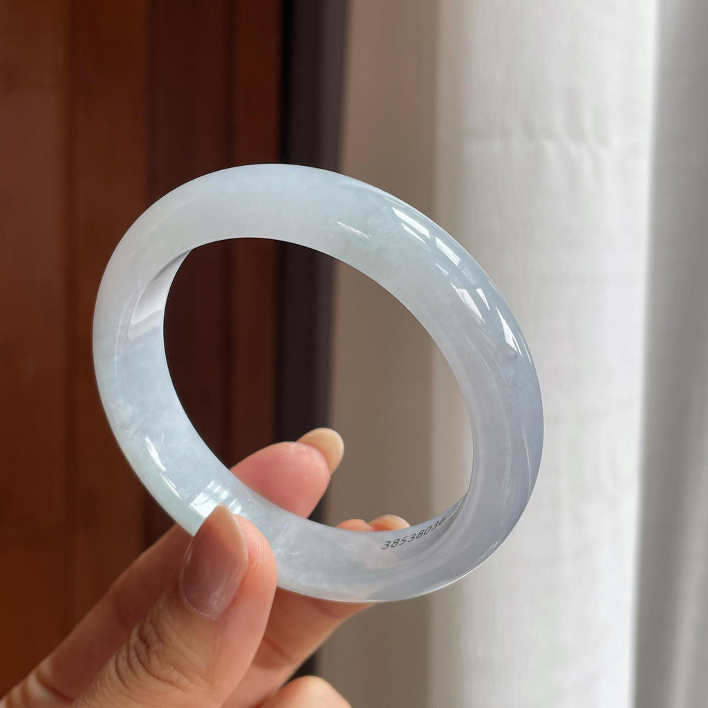 冰种淡底色翡翠平安镯（57mm）（yc404790）