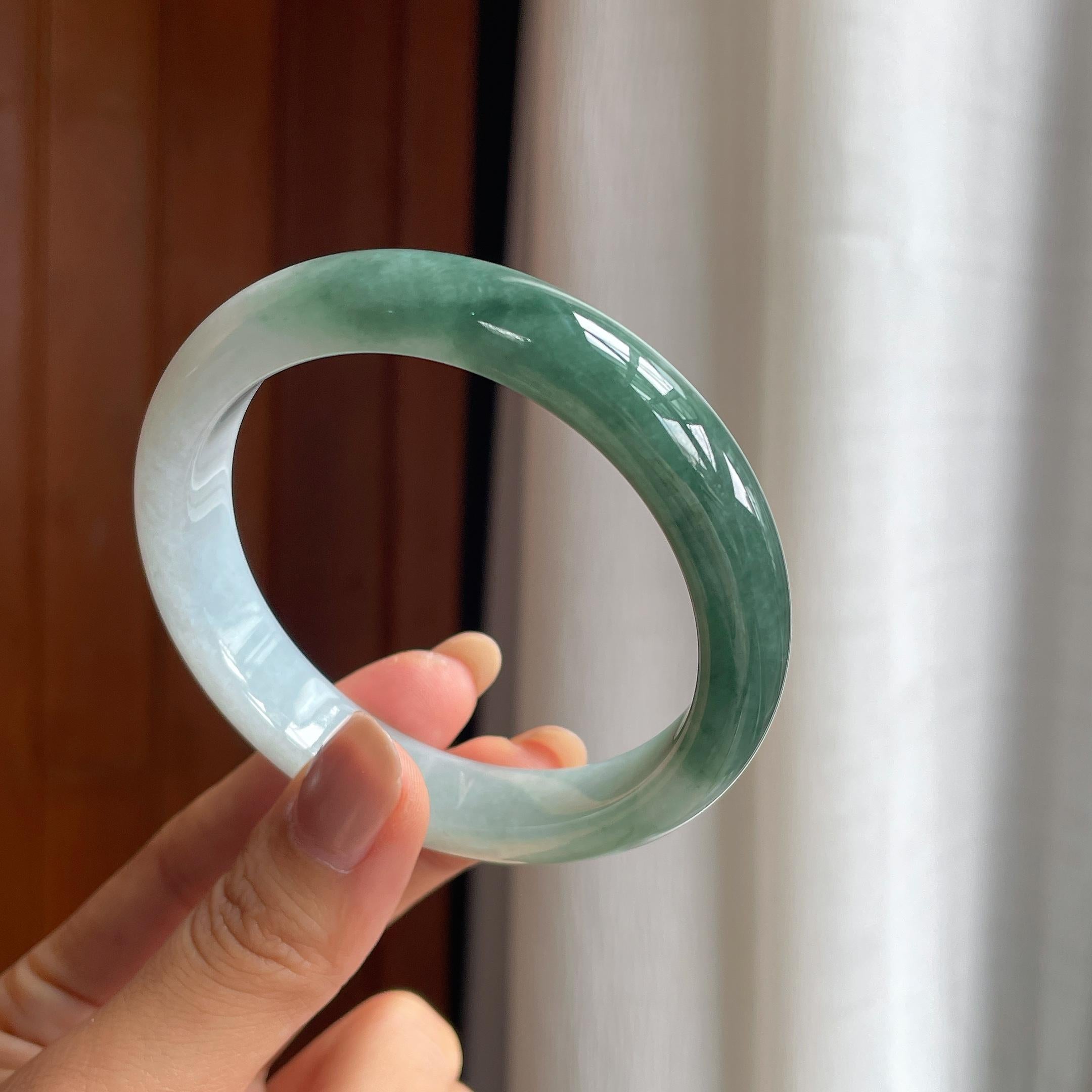 糯冰半山半水翡翠平安镯（59mm）（yc412129）