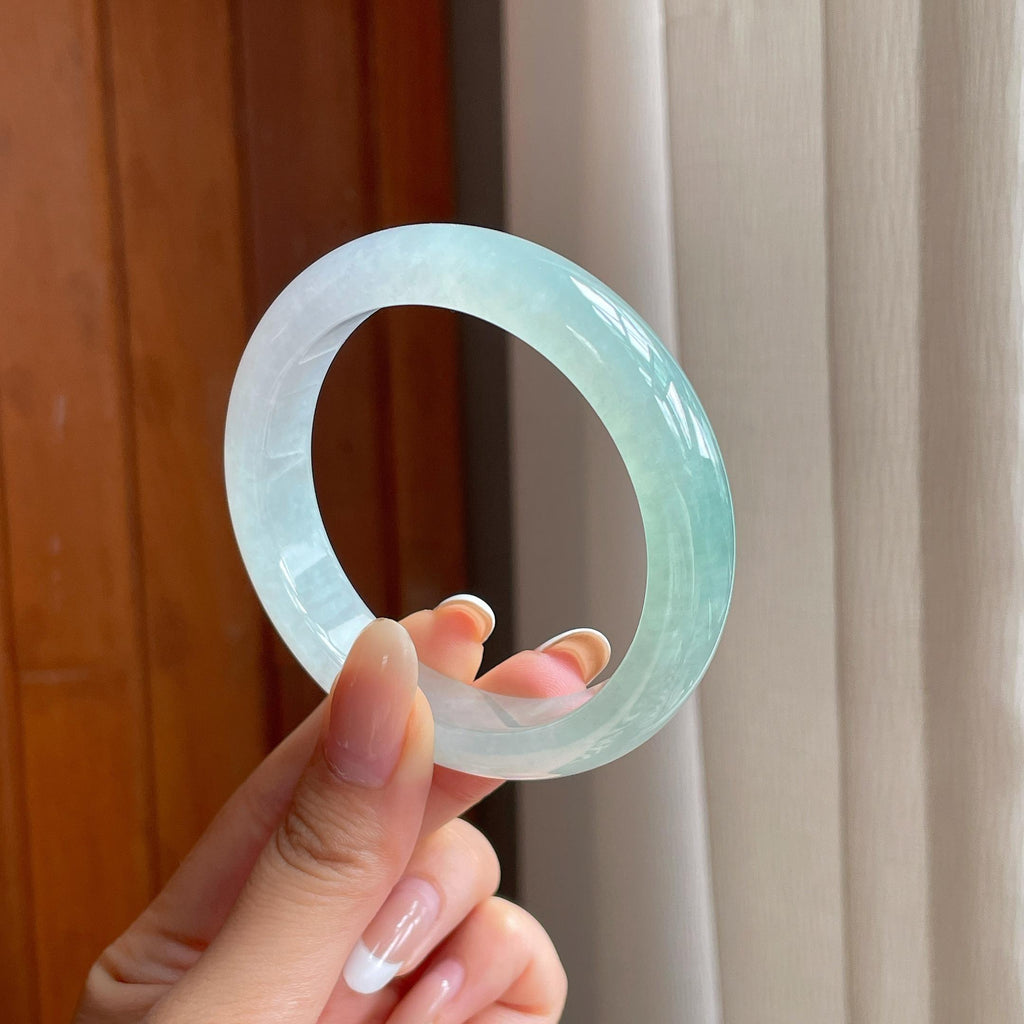 糯冰半山半水翡翠平安镯（55.5mm)（yc414433）