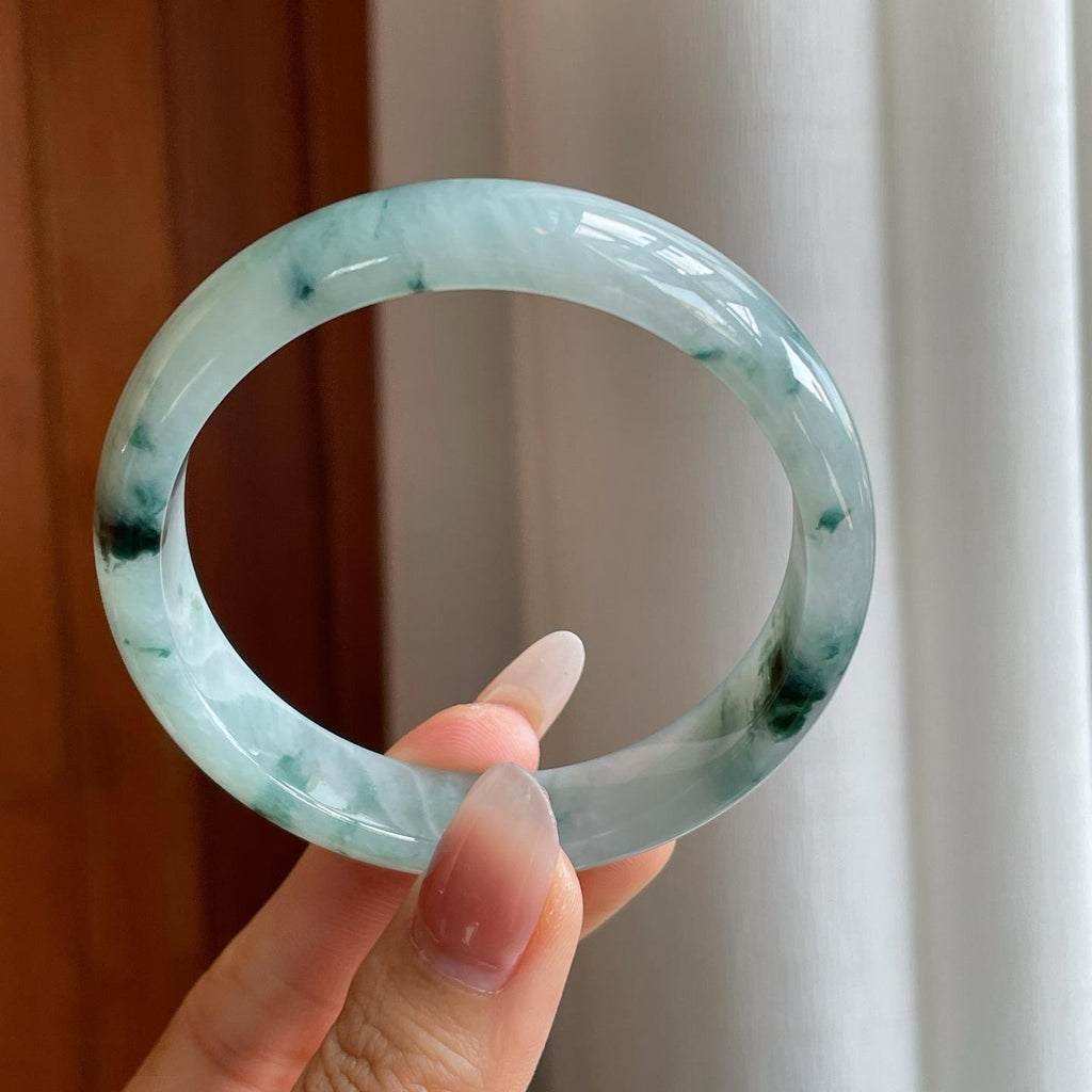 糯冰飘花翡翠平安镯（57.5mm）（yc311289）