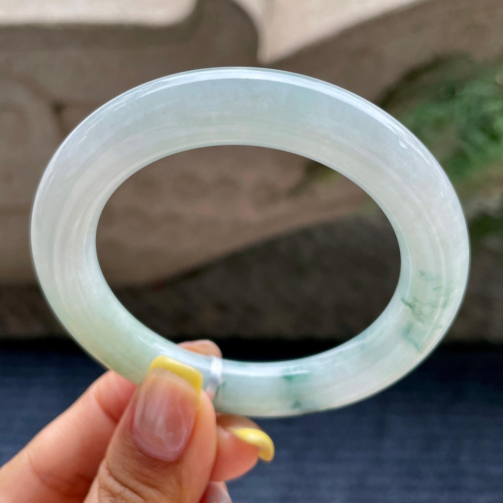 细糯种飘花黄翡圆条手镯54.5圈      天然缅甸A货翡翠（yc376057）