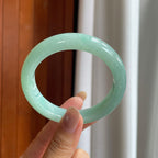 糯冰带色翡翠平安镯(56.5mm)（yc424557）