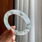 冰种水墨花翡翠圆条手镯（56mm）（yc285966）