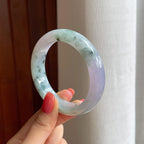 糯冰春带彩特色翡翠平安镯（56mm)（yc417332）