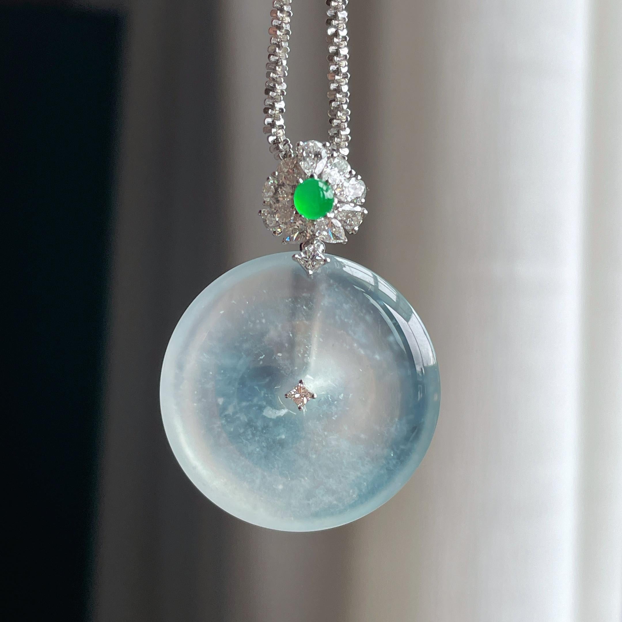 18k金扣冰玻种翡翠平安扣（yc417226）