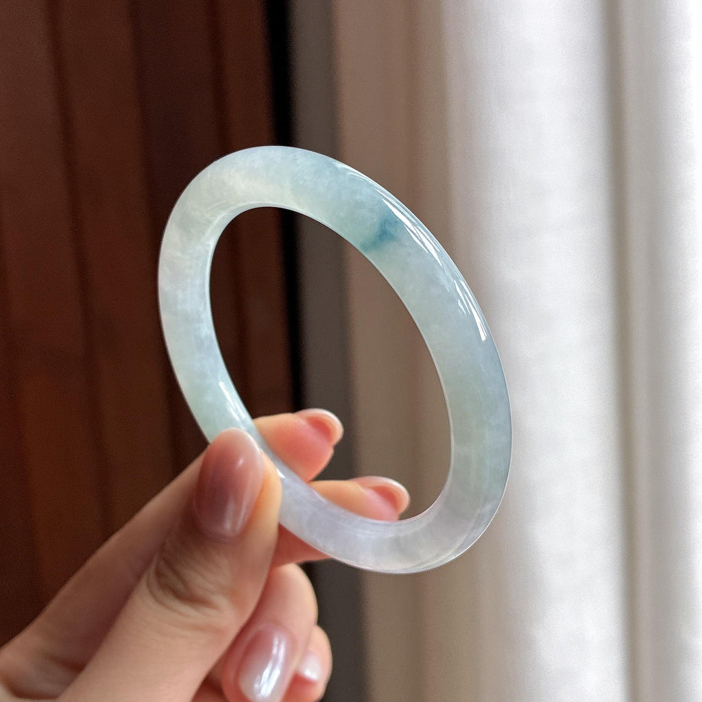 糯冰飘花圆条手镯 50圈 天然缅甸A货翡翠（yc495891）