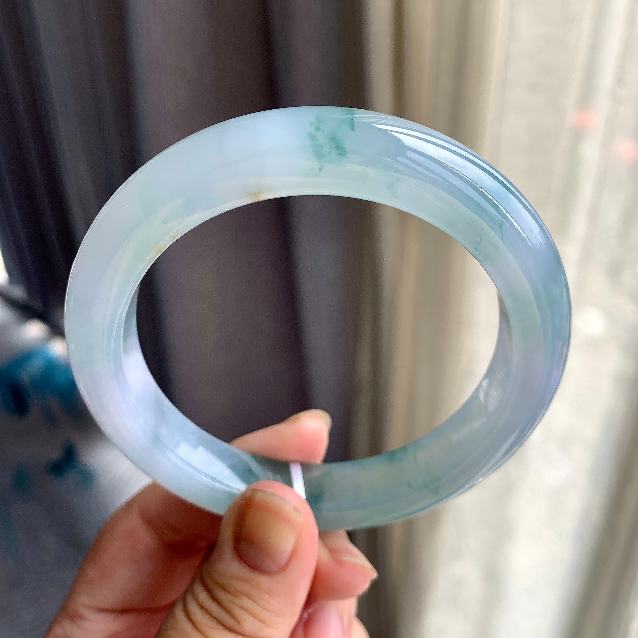 糯冰种飘花平安镯（64.4mm）（yc195373）