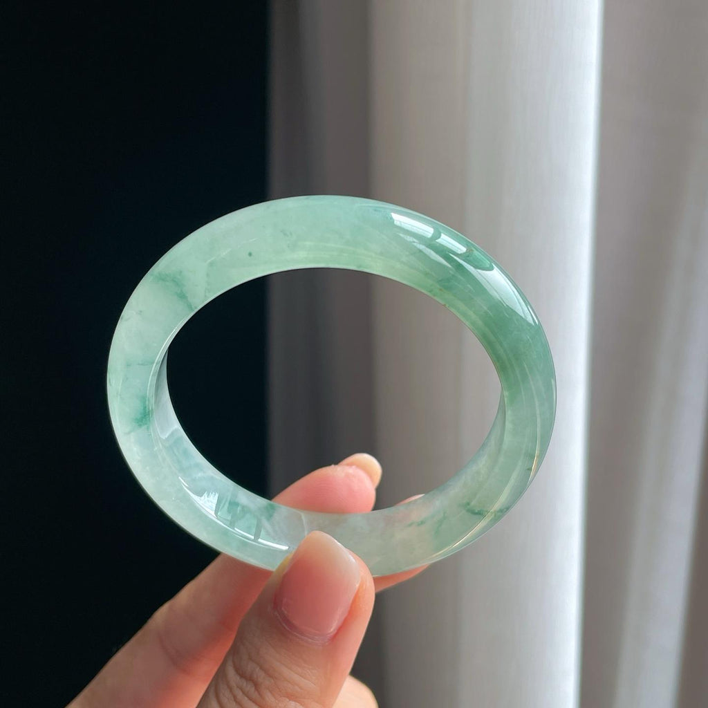 冰种飘花翡翠平安镯（53mm）（yc389586）