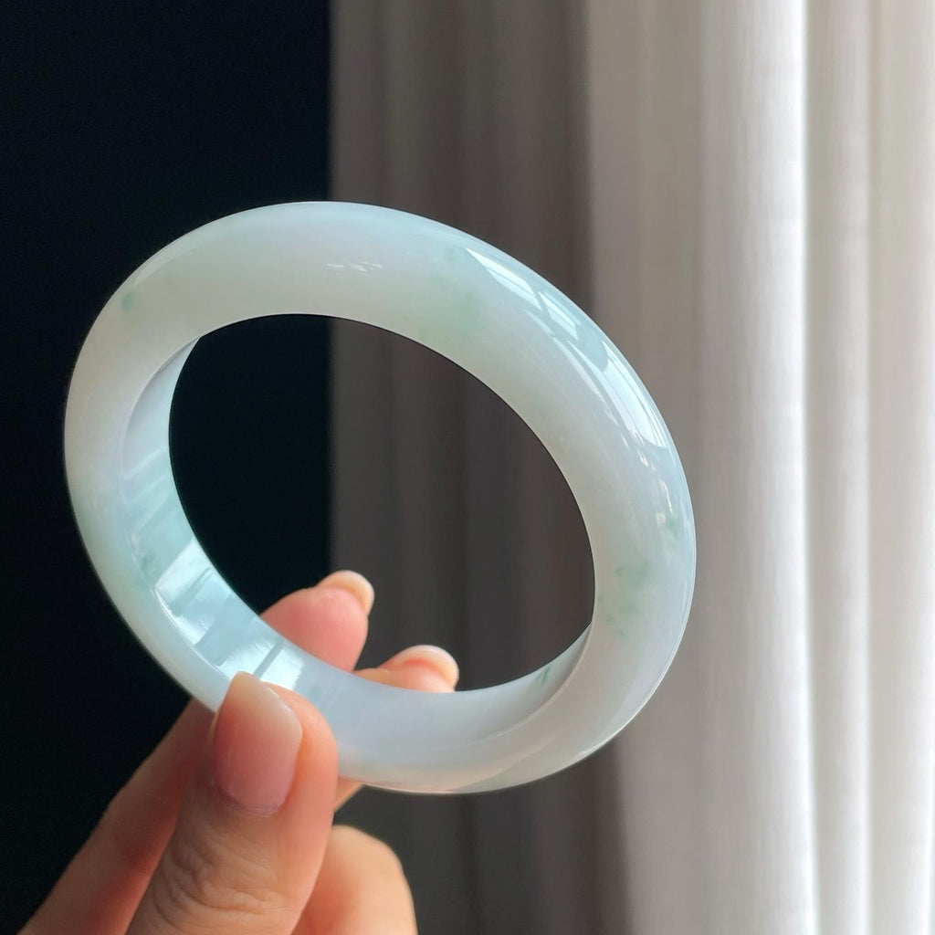 糯冰飘花翡翠平安镯（58.3mm)（yc389477）