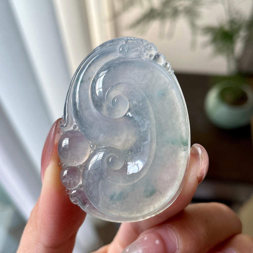 糯冰种飘花如意挂件（yc305718）