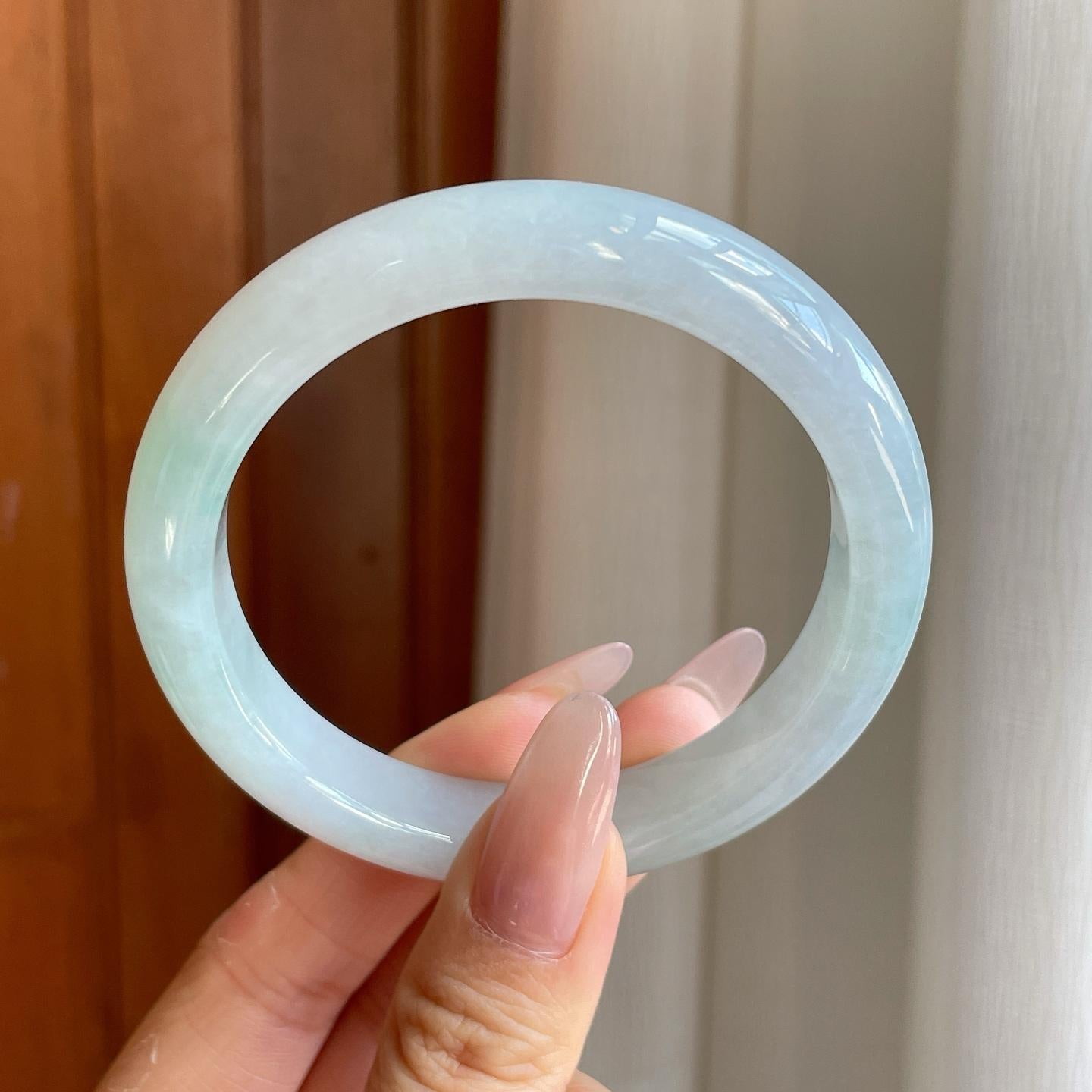 糯冰飘花翡翠平安镯（57mm)（yc278145）