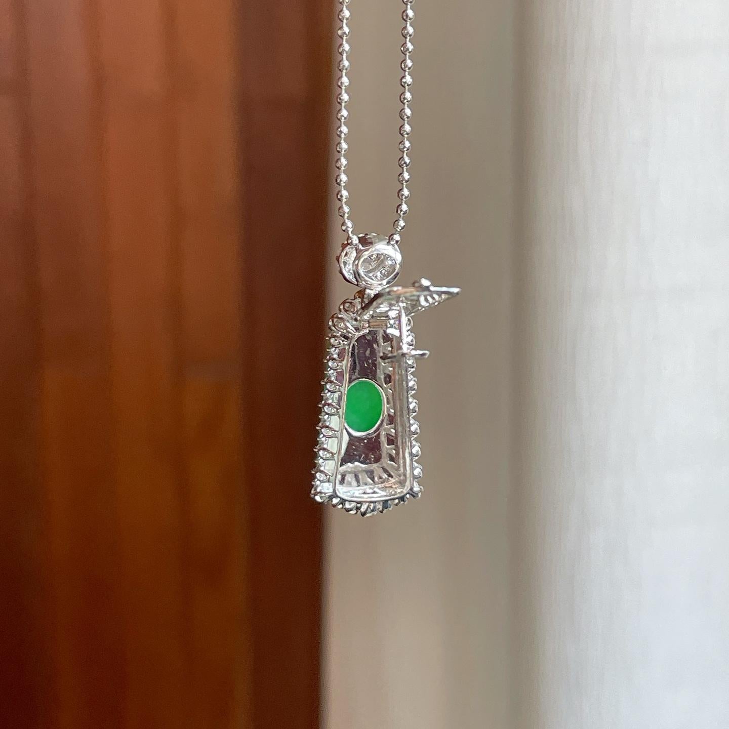 18k 金钻镶糯冰满绿翡翠无事牌（yc323664）