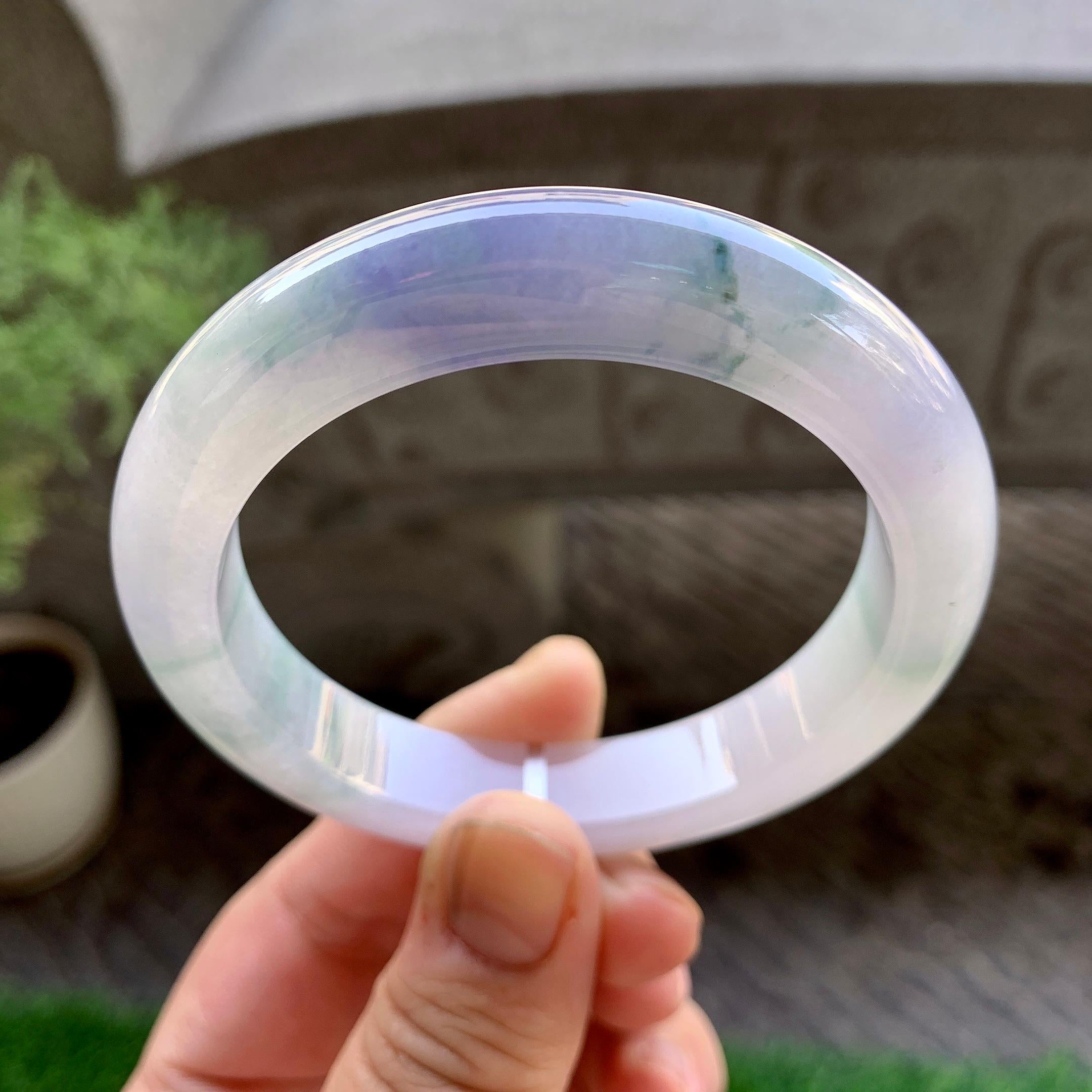 细糯种紫罗兰飘花平安镯（56mm）（yc240754）