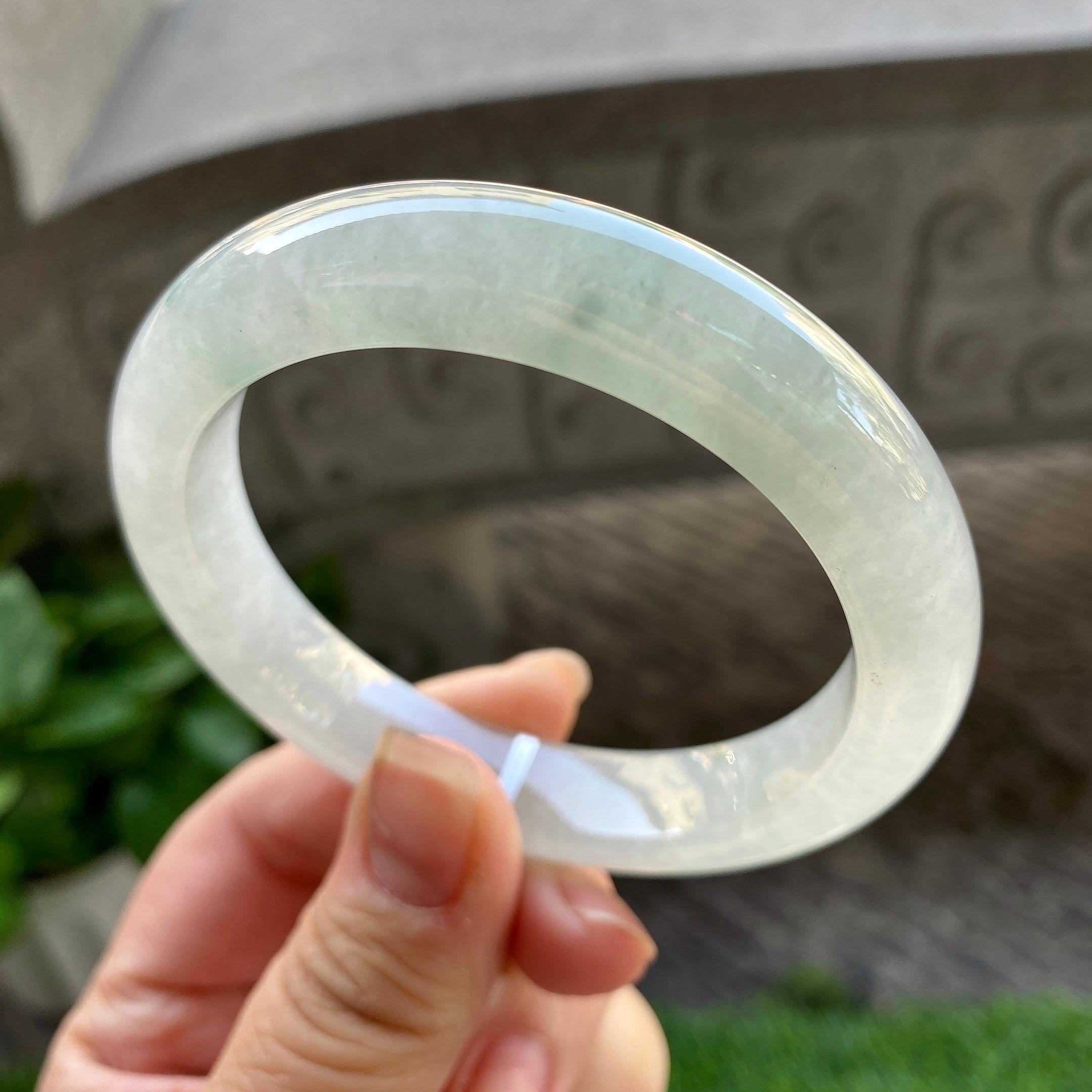 糯冰种飘花平安镯（57.3mm）（yc304784）