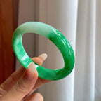 糯冰满绿翡翠平安镯（57.5mm）（yc259091）