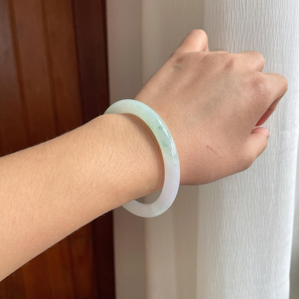 冰种飘花翡翠美人条手镯（56.8mm）（yc263537）