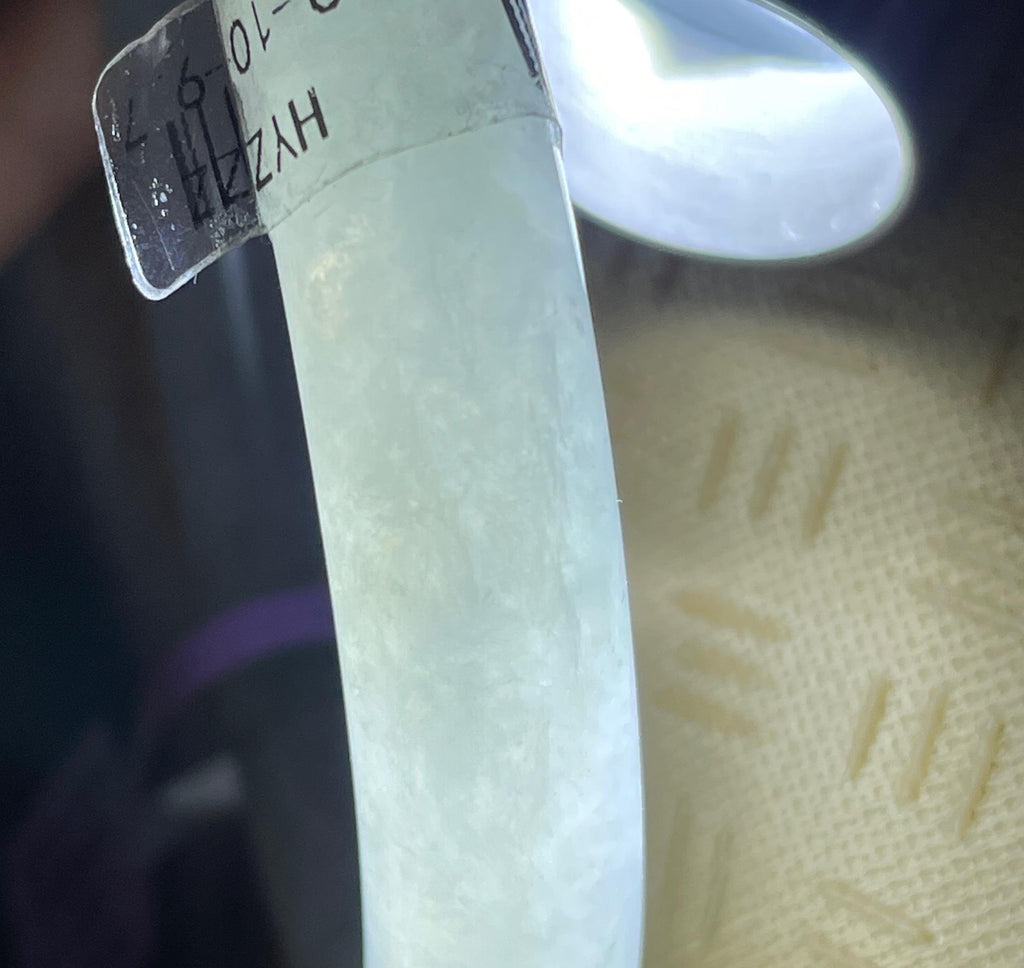 糯冰飘花圆条手镯 54圈 天然缅甸A货翡翠（yc522239）