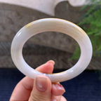 小圈口 糯种黄翡圆条手镯 53.2圈口 天然缅甸A货翡翠（yc347569）