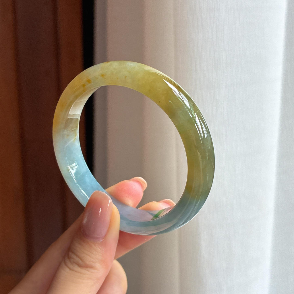 糯冰特色翡翠平安镯 52圈（yc425552）