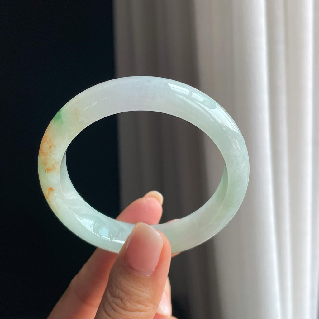 糯冰带色洒金特色翡翠平安镯（54mm)（yc397119）