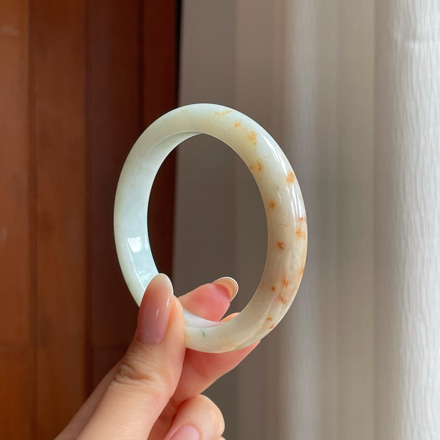 糯冰洒金翡翠平安镯（55.3mm)（yc378028）