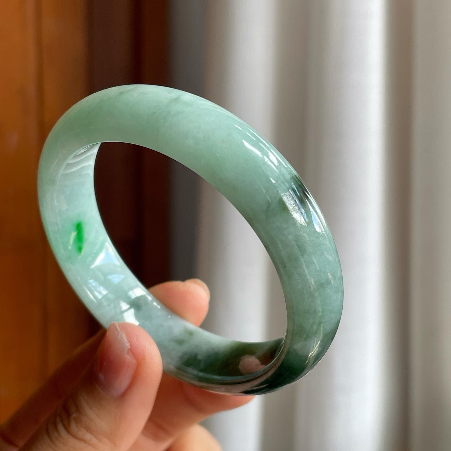 糯冰半山半水翡翠平安镯（55.5mm）（yc215238）