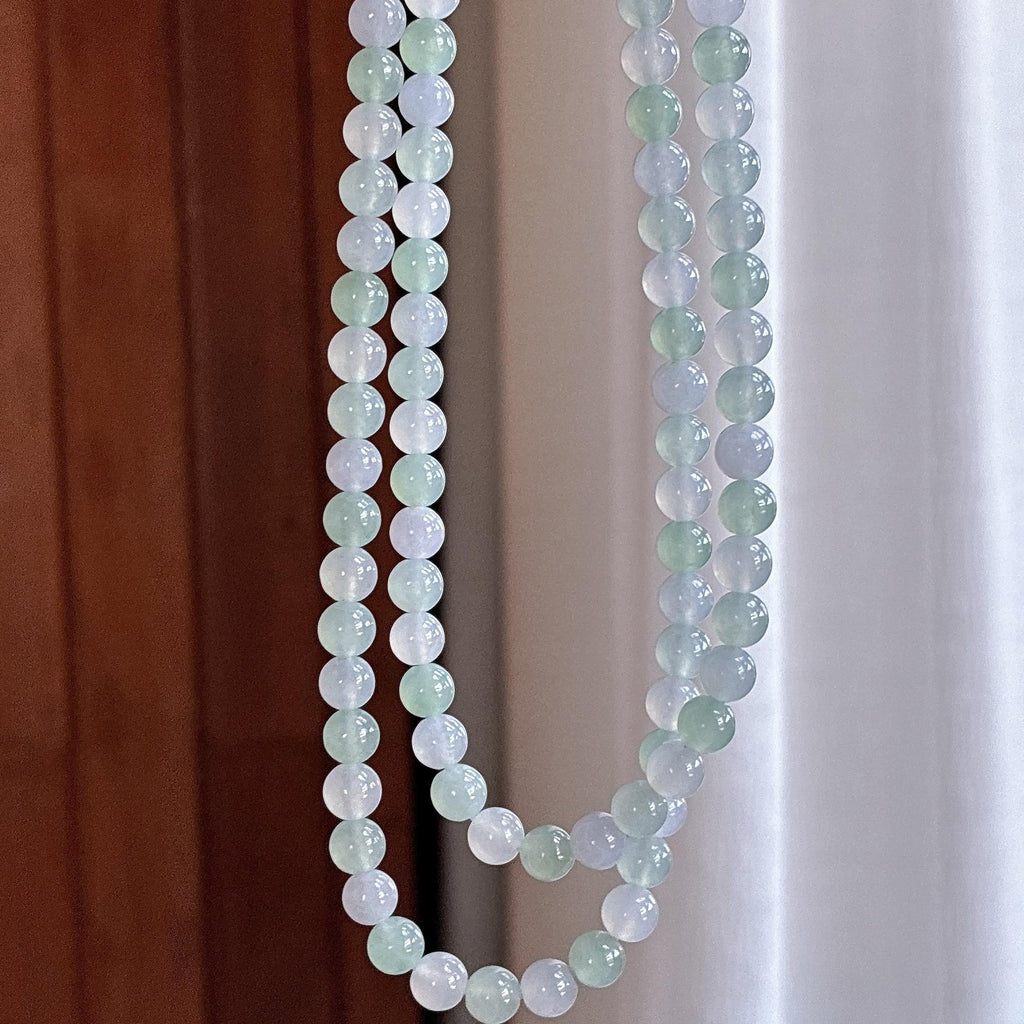 糯冰淡底色珠串项链（yc736216）